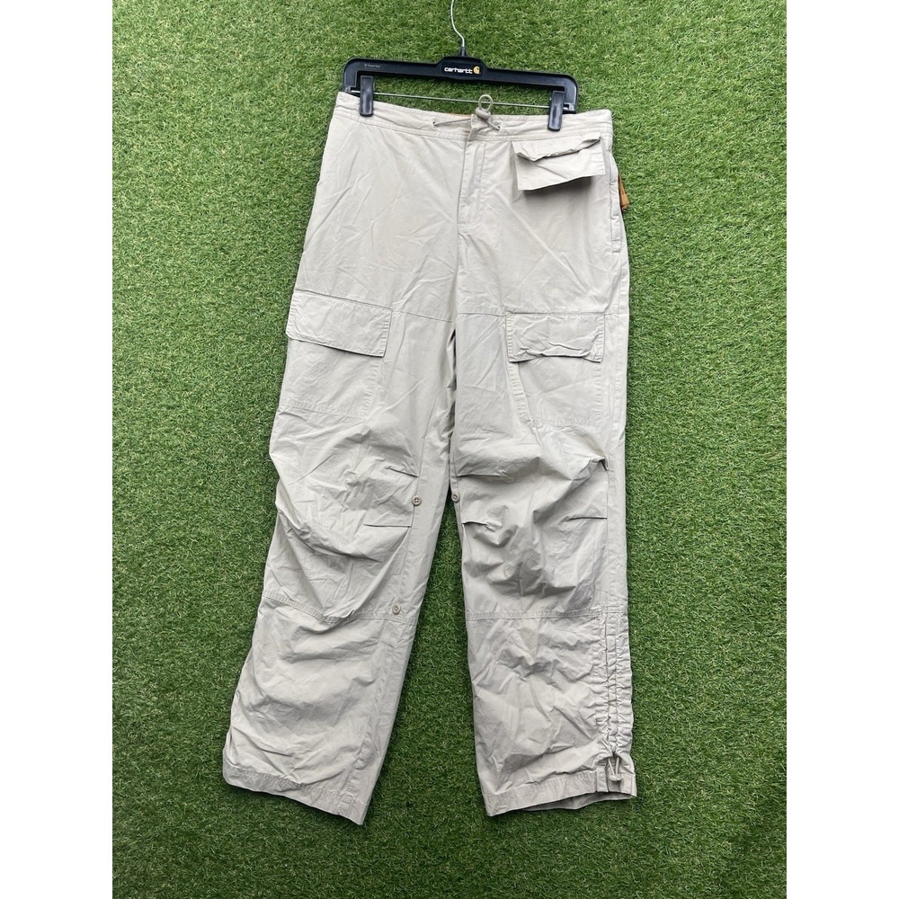 American Eagle Cargo Pants Womens 10 Khaki Beige Stretch Wide Leg Y2K Utility